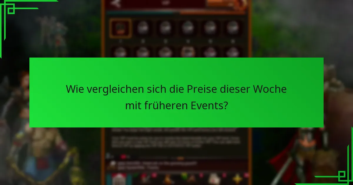 Wie vergleichen sich die Preise dieser Woche mit früheren Events?